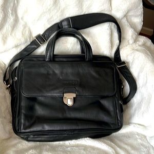 Kenneth Cole black leather laptop briefcase